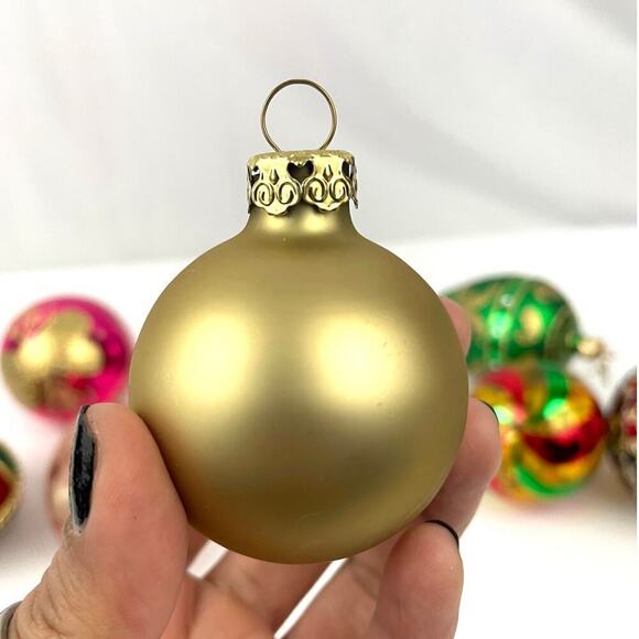 VTG Glitter Glass Ornaments Lot of 8 Round Sphere Hand Painted Czech Bulb - Picture 11 of 16